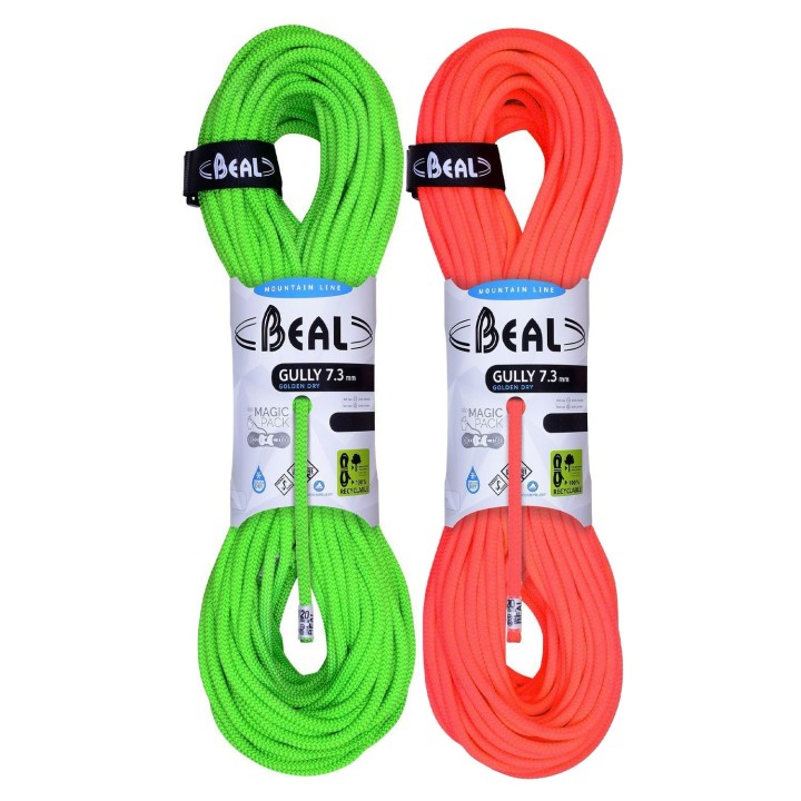 Dynamic Rope Beal Gully 7.3 mm 60 m Golden Dry Cover - Set
